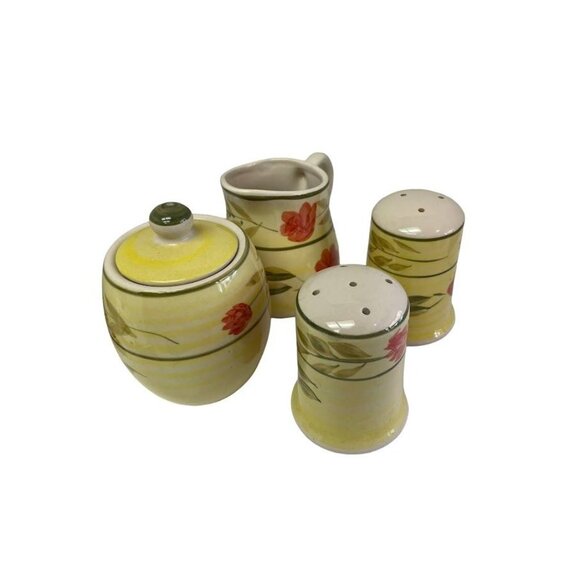 Vintage Ceramic Pottery Cream Sugar Bowl Salt and Pepper Set - Picture 4 of 9